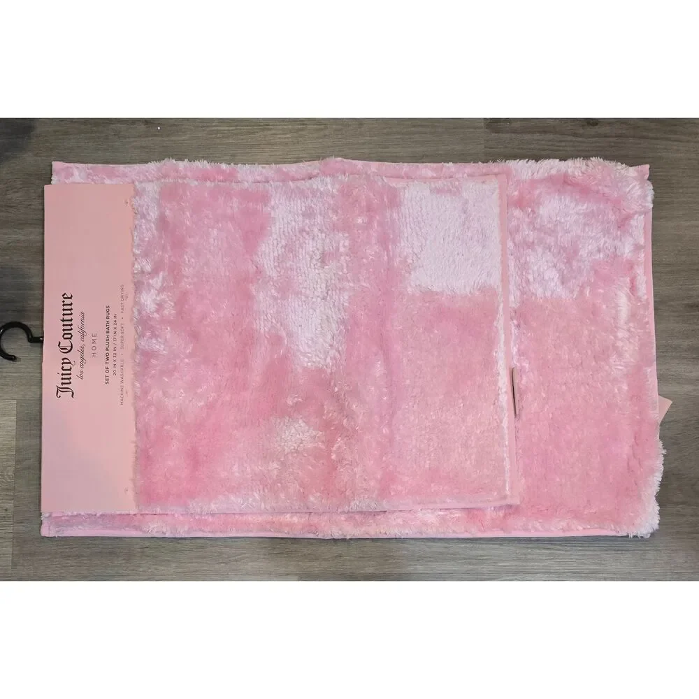Juicy Couture Home Set Of‎ 2 Plush Bath Rugs- Pink